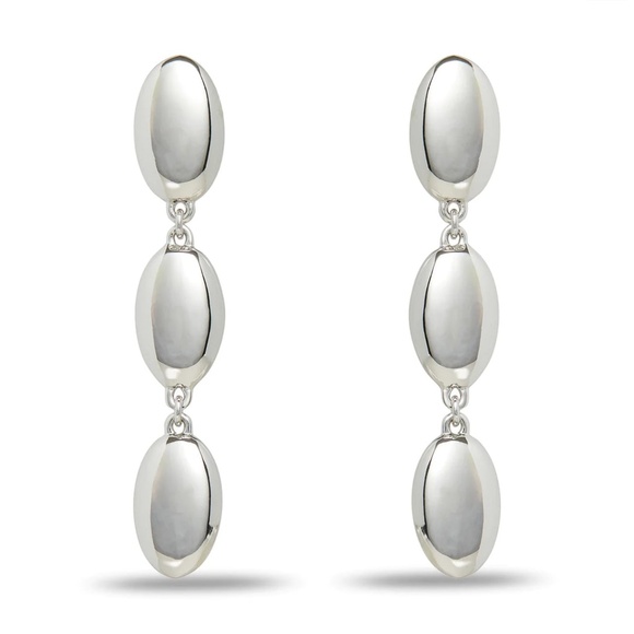 LELE SADOUGHI REFLECTIVE METAL LINEAR EARRINGS | SILVER - Picture 1 of 6